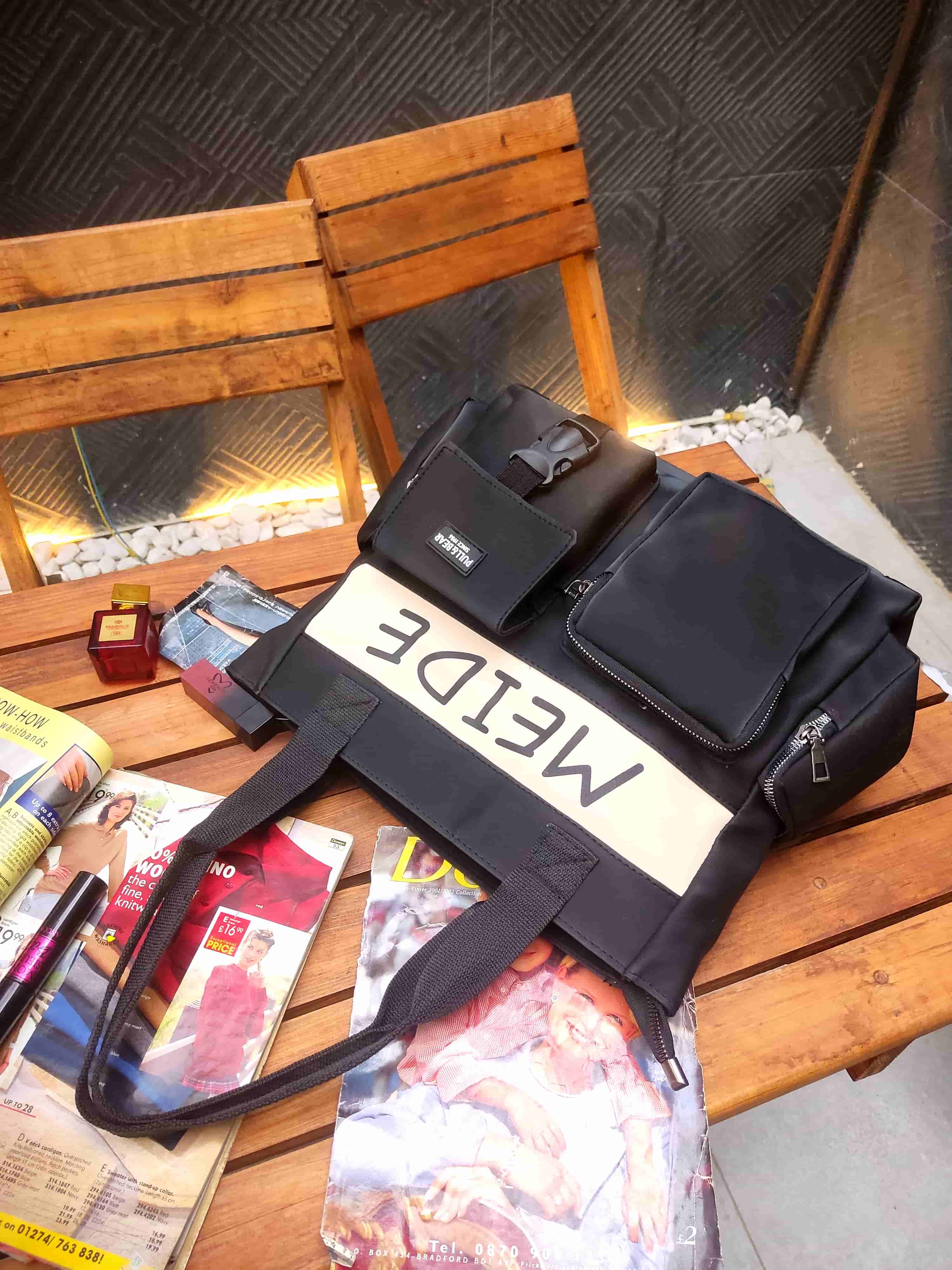 کیف دخترانه اسپرت بزرگ مشکی کرم