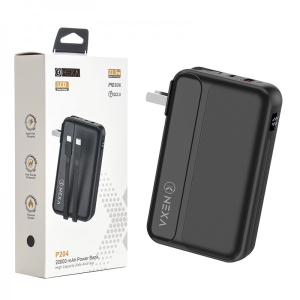 پاوربانک + دو کابل همراه نکسا (NEXA) مدل P204 ظرفیت 20000mAh